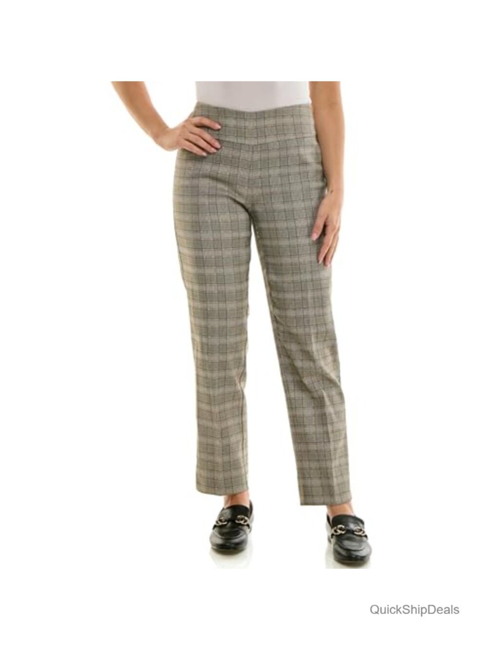 Womens Tummy Control Pull-On Ankle Pants Slim Fit Dress Pants